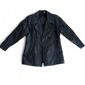 Preston & York Black Double-Breasted Leather Jacket